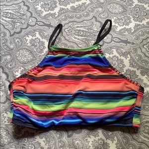 multi colored racerback bathing suit top